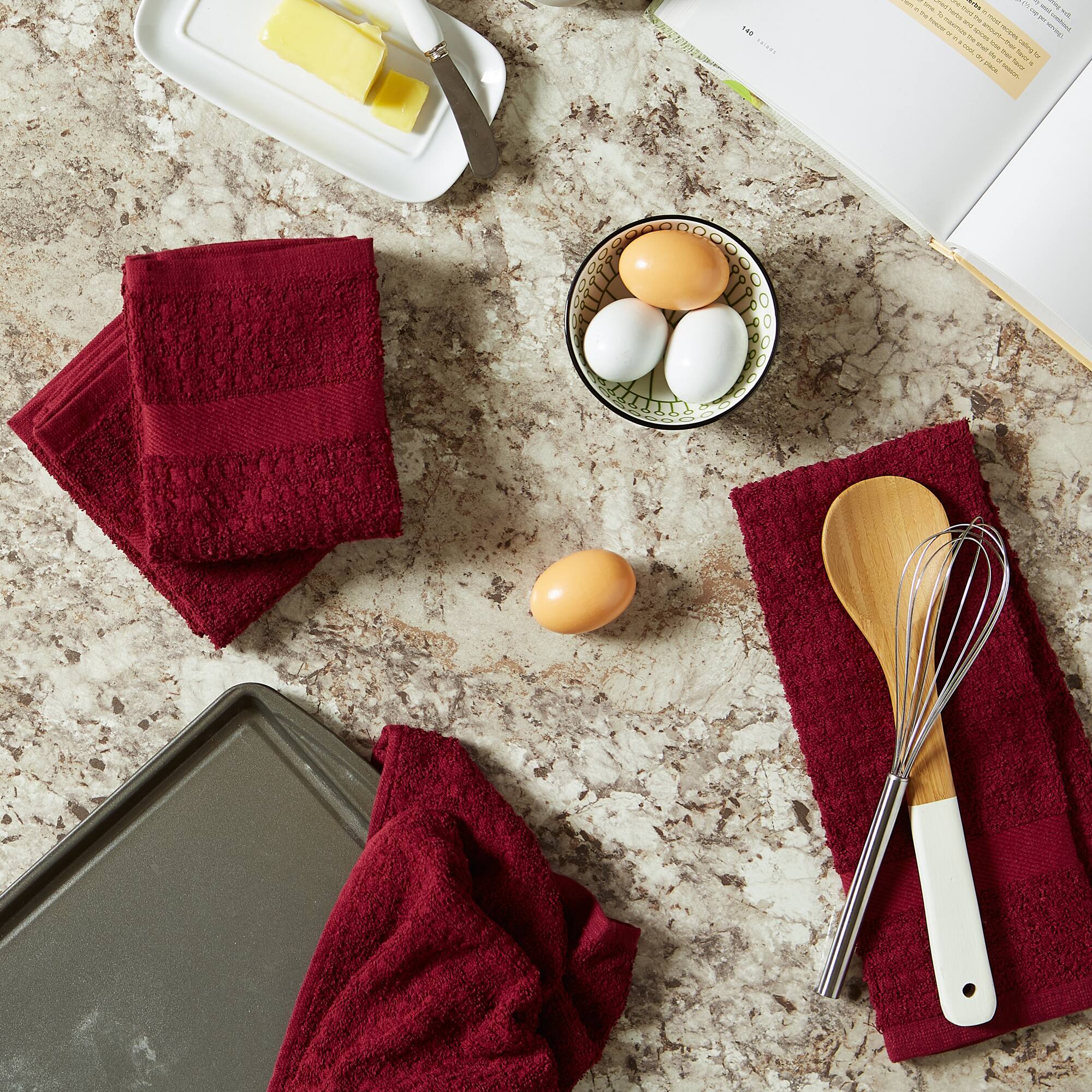 DII® Solid Wine Waffle Terry Dishtowel (Set of 4)